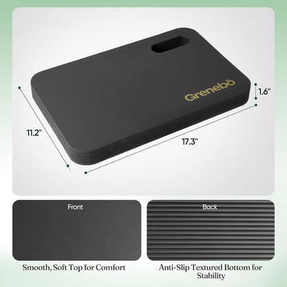 Grenebo 2-Pack 1.6" Extra Thick NBR Foam Garden Kneeling Pads, Ultra Soft Cushion Kneeling Pads for Gardening, Gardening Kneeling Pad for Baby Bathing, Work, Exercise, 17.3×11×1.6 in, Black