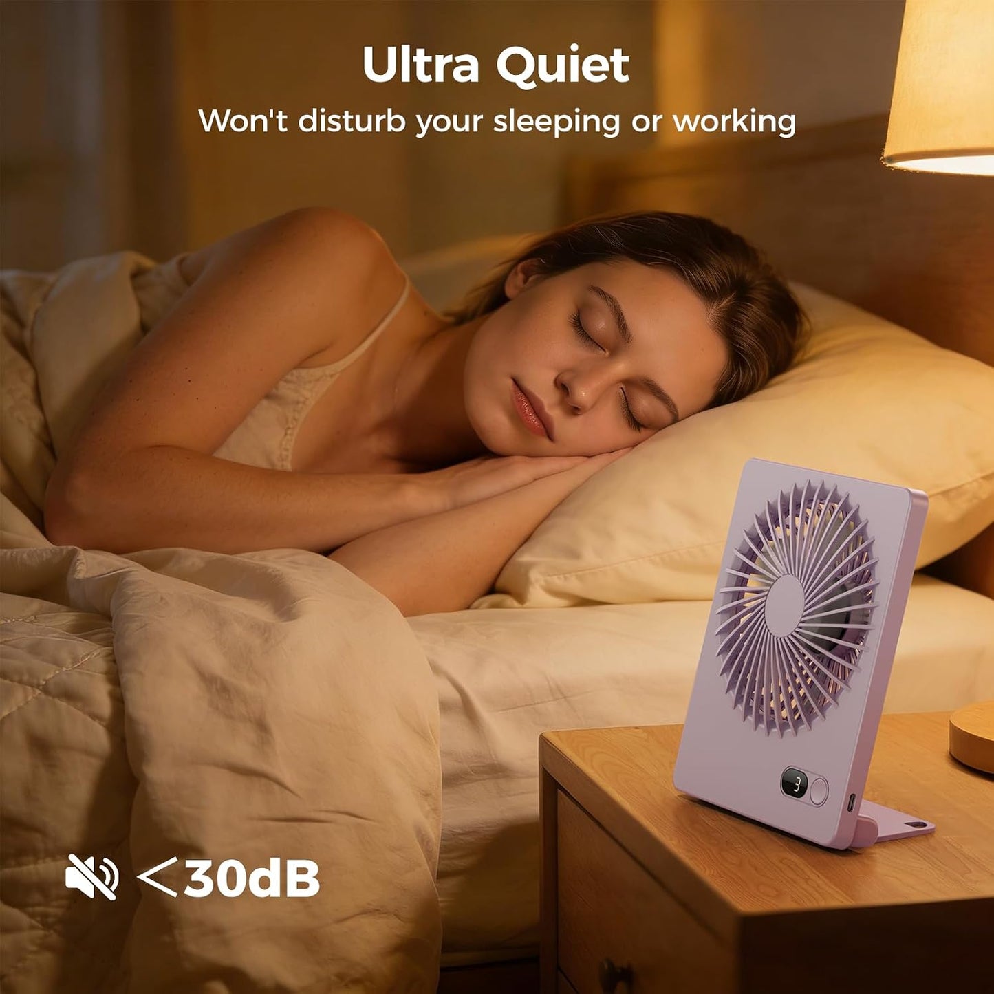 Zuvas Desk Fan Battery Operated Fan Rechargeable 180°Tilt Folding Personal Fan Ultra Quiet Small Portable 3 Speed Adjustable Strong Wind Fan For Office Bedroom Home Desktop Camping (White)
