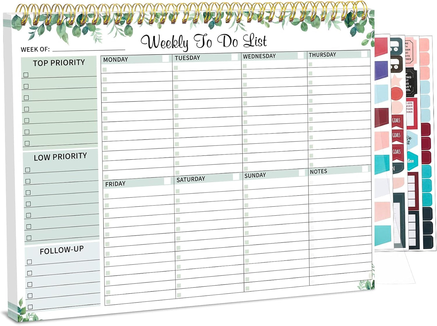 Thboxes Weekly To Do List Notepad, 8.5"x11" Desk Planner 52 Sheets, Green | 100GSM Paper Undated Habit Planner, Productivity Organizer Notepad, for Home School Office Work, Travel, College Essentials
