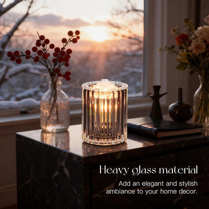Candeldo Wax Melt Warmer with Timer: Wax Melter for Scented Candle Electric Glass Candle Burner with 2 Light Bulbs Housewarming New Home Decor for Women