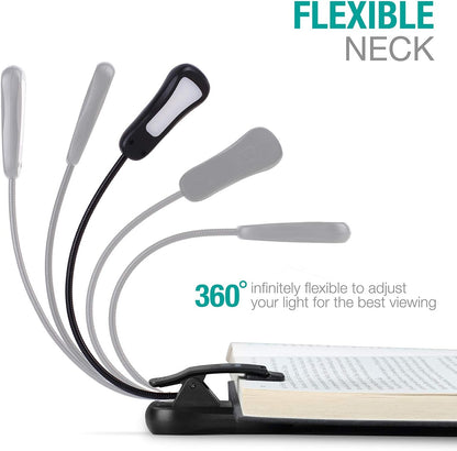 Vekkia/LuminoLite Rechargeable Amber Book Light, Clip on Lights for Reading in Bed, 3 Brightness × 3 Color Temperature, 2.1 oz Lightweight, 70 Hrs Reading, Perfect for Readers & Kids (Black)