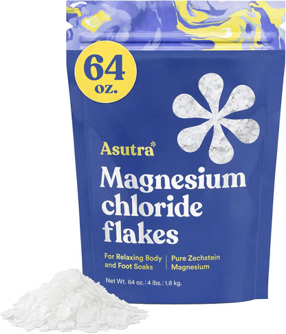 Asutra Lavender Magnesium Chloride Flakes for Bath, Pure Zechstein (2lbs)