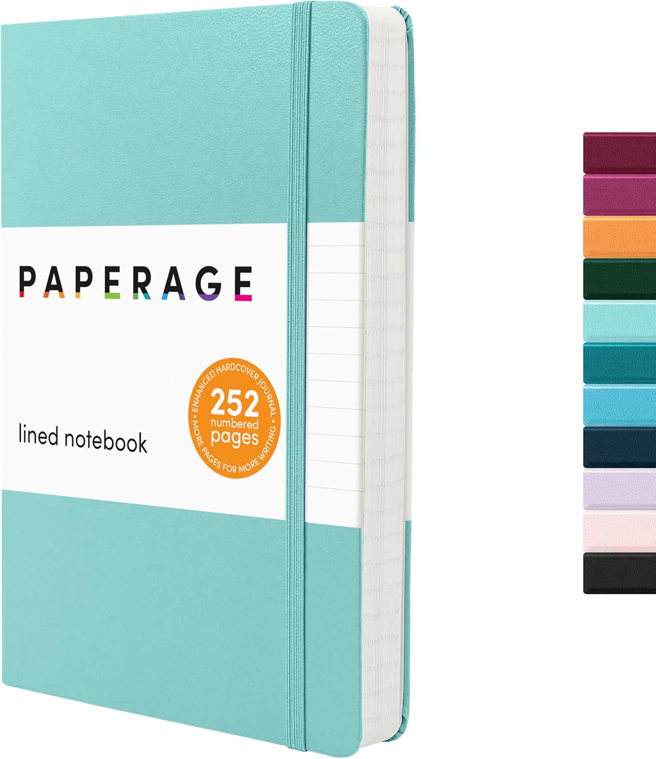PAPERAGE Lined Journal Notebook, Hardcover Journal for Women & Men, 160 Pages, (5.6 in x 8 in), College Ruled Journaling Notebook for Work, School Supplies & Note Taking, (Black)