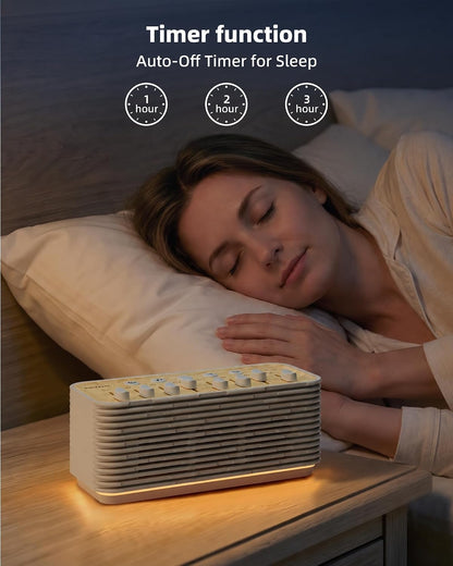 White Noise Sound Machine for Sleep, 255+ Natural Sound Combinations, Breathing Night Light with Sleep Timer, Volume Control, Rechargeable Bluetooth Speaker, Bedroom Relaxation Baby Kids Adults