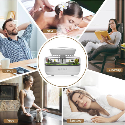 250ML Raindrop Humidifier & Essential Oil Diffuser, Cloud-Shaped Ultrasonic Humidifier with Soothing Rain Sounds, 7-Color LED Mood Light, Auto Shut-Off, Perfect for Bedroom, Office, Yoga & Relaxation
