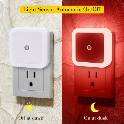 KINUR 6 Pack Night Light, LED Night Lights Plug into Wall with Dusk to Dawn sensors, Plug in Night Lights for Kids Room, Bedroom, Bathroom, Baby Nursery,Stair Lights, Hallway Light, Amber Color