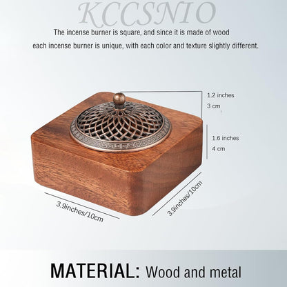 Acacia Wood Incense Burner for Cones & Coils, with Sticks Holder