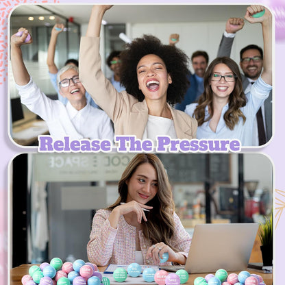 Liliful 100 Pcs Motivational Stress Balls Bulk Inspirational Squeeze Balls for Adults Anxiety Relief Fidget Toys Office Employee Gifts Classroom Rewards 2.2 Inch (Bright Colors)