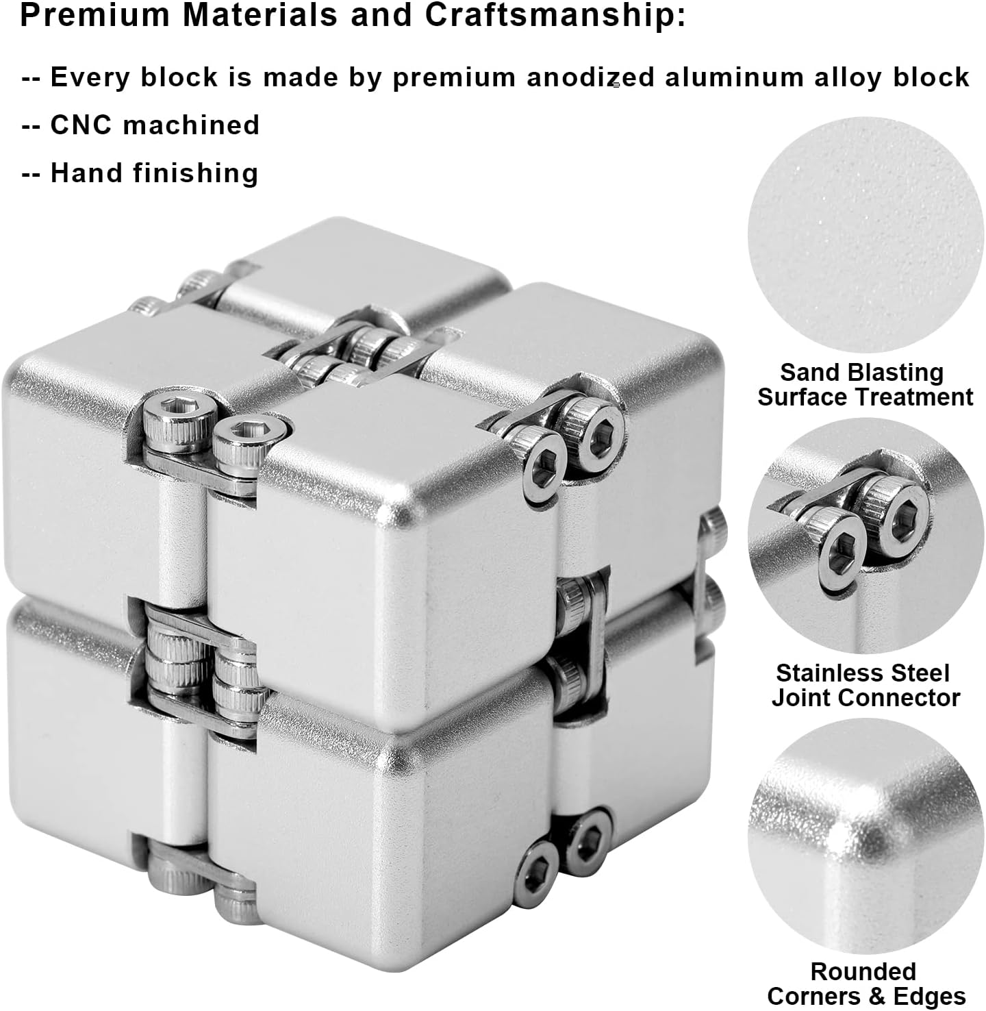 Lifidea Aluminum Alloy Metal Infinity Cube Fidget Cube (6 Colors) Handheld Fidget Toy Desk Toy with Cool Case Infinity Magic Cube Relieve Stress Anxiety ADHD OCD for Kids and Adults (Blue)
