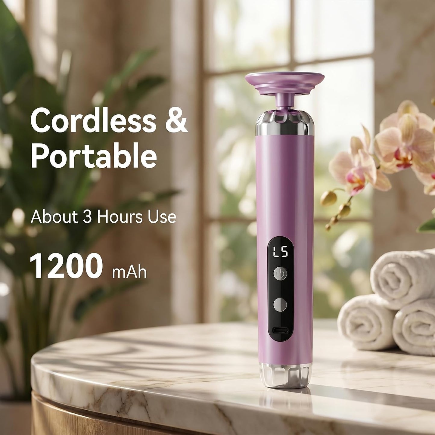 Electric Callus Remover for Feet, Cordless Foot Sander with 5 Speeds | Upgraded 1200RPM, 3-in-1 File, LED Display, 3-Hour Battery, 50 Discs, Heel Grinder, Home Pedicure Gift for Women Men