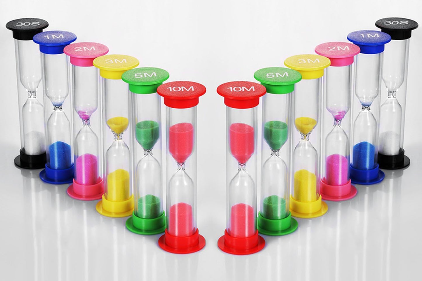 Dsmile Sand Timer,Plastic Hourglass Timer,Colorful Sandglass Hourglass Sand Clock Timer 30sec / 1min / 2mins / 3mins / 5mins / 10mins (12pcs)