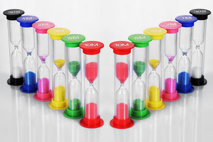 Dsmile Sand Timer,Plastic Hourglass Timer,Colorful Sandglass Hourglass Sand Clock Timer 30sec / 1min / 2mins / 3mins / 5mins / 10mins (12pcs)