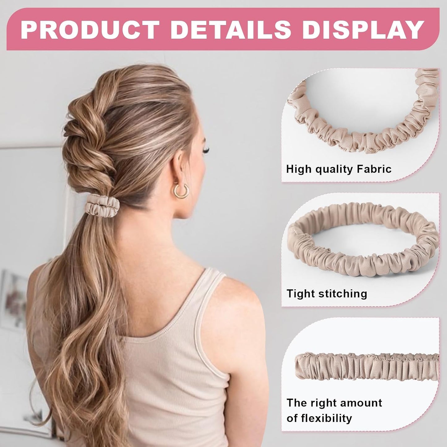 6Pcs Silk Hair Ties 100% Pure Mulberry Silk Scrunchies for Women Girls | No Hair Crease, Anti Frizz, Gentle Hold, No Damage, Black Brown Pink