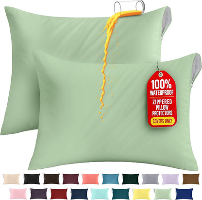 Utopia Bedding Premium 100% Waterproof Pillow Protectors with Zipper Standard Size (Set of 4), Bed Bug and Dust Mite Proof Zippered Pillow Covers, Pillow Encasement Cases, Gray