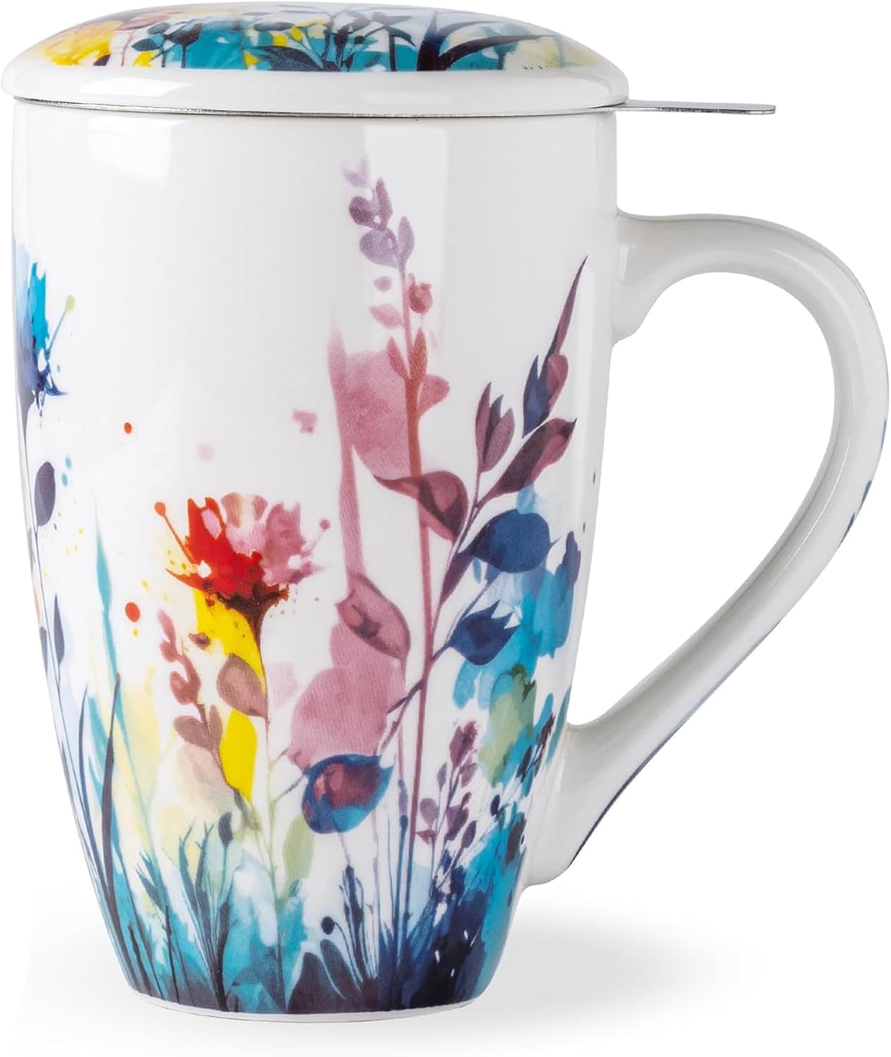 AmorArc 18oz Porcelain Tea Mug with Infuser & Lid, Loose Leaf Tea Cup with Stainless Steel Strainer, Large Coffee Mug Gift for Women, Tea Lovers, Home & Office