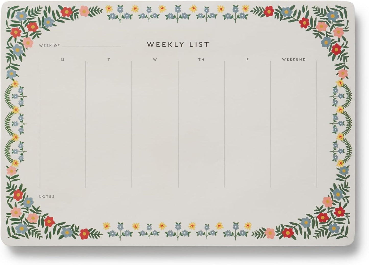 RIFLE PAPER CO. Rosette Weekly Desk Pad 52 Tear-Off Pages, 9.75" L x 6.75" W, Doubles as a Mouse Pad, Helps You Map Out Your Week for a Whole Year, Printed in Full Color