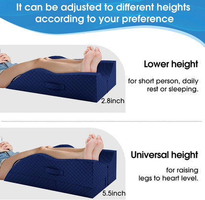 TranquilRelax Elevation Pillows for Leg After Surgery, Memory Foam Adjustable Wedge Pillow for Injury or Rest, Ankle Pillow for Sleeping Blood Circulation, Grey/Single Leg