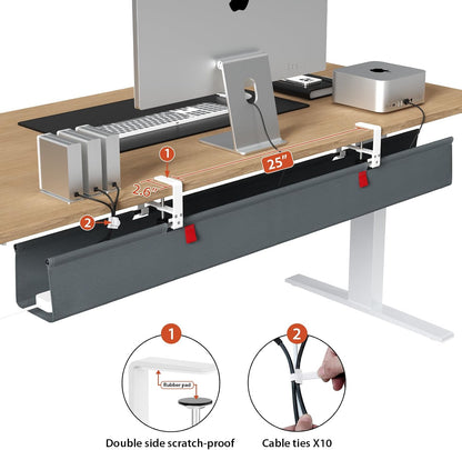 Univivi No Drill Under Desk Cable Management Tray, 36 inch Cable Management