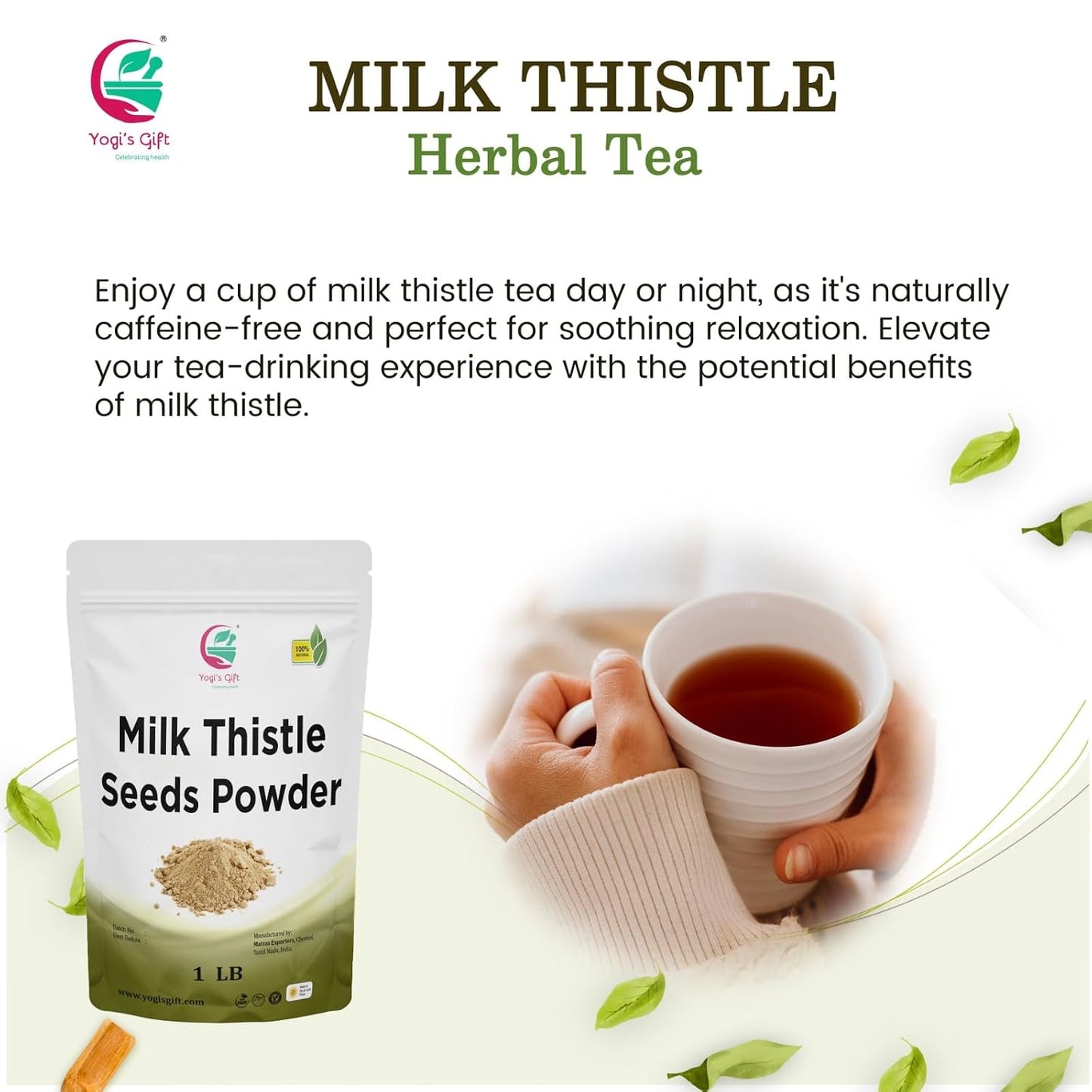 Milk Thistle Seeds 1 LB (Whole) | Whole Milk Thistle For Tea | By Yogi's Gift®