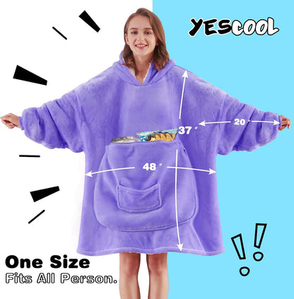 yescool Wearable Blanket Hoodie, Flannel Sherpa Fleece Blanket Sweatshirt for Adults Women Men,One Size Fits All - Colors A