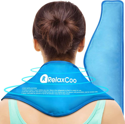 RelaxCoo Neck Ice Pack Wrap, Reusable Gel Ice Pack for Neck Shoulders, Cold Compress Therapy for Pain Relief, Injuries, Swelling, Bruises, Sprains, Inflammation and Cervical Surgery Recovery