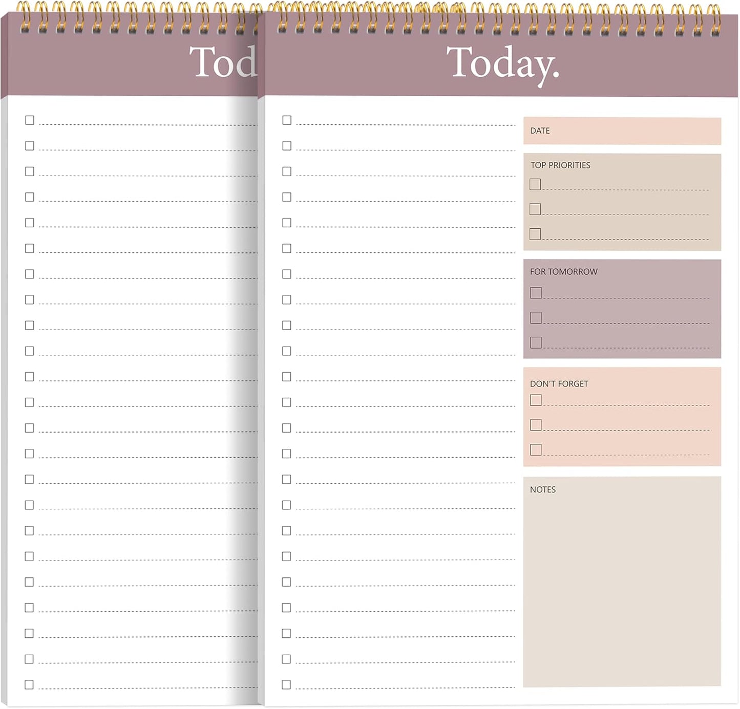 To Do List Notepad - Daily Planner Notepad 104 Pages Task Planner, 6.7" x 9.8" Double Sided Spiral Notebook with Checklist Productivity Planning Pad for Work Office Home-Pink