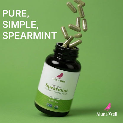 Organic Spearmint Capsules – 1000mg Vegan & Non-GMO Herbal Supplement – Daily Wellness and Balance – Alternative to Spearmint Tea – 50-Day Supply