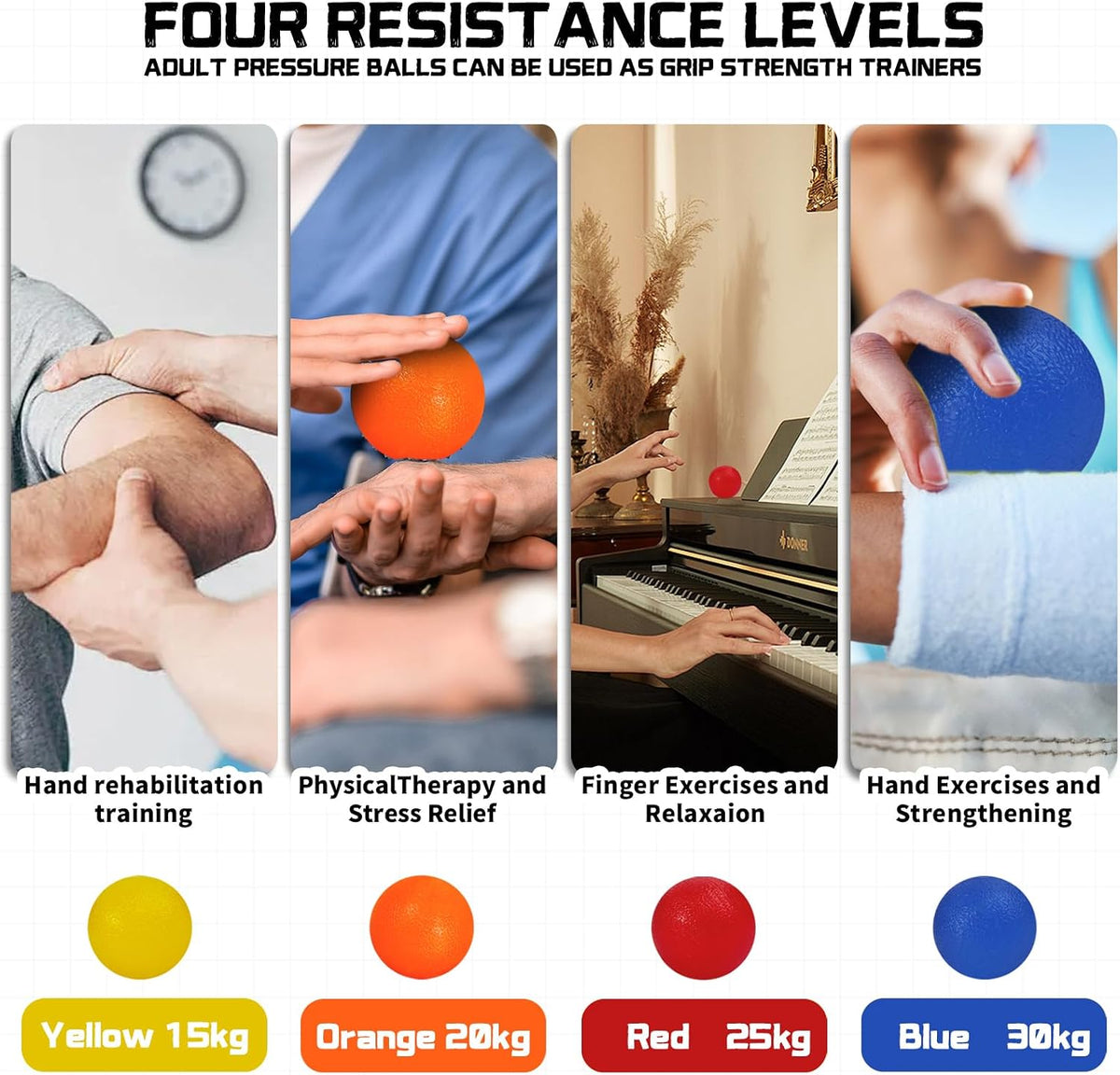 4 Pack Stress Balls for Adults,Squeeze Ball,Squeeze Balls for Hands Therapy