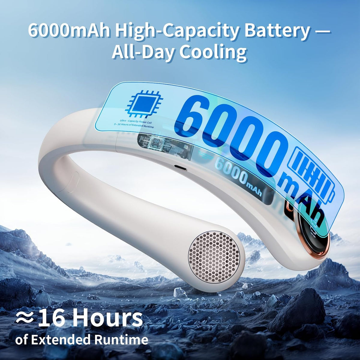 𝟐𝟎𝟐𝟔 𝐔𝐩𝐠𝐫𝐚𝐝𝐞 BNBZ Portable Neck Fan,6000mAh Rechargeable Wearable Fan with LED Display,4 Speeds,Up to 15H Runtime,Quiet 360° Airflow Hands-Free Personal Fan for Travel,Work,Gym &Outdoor Use