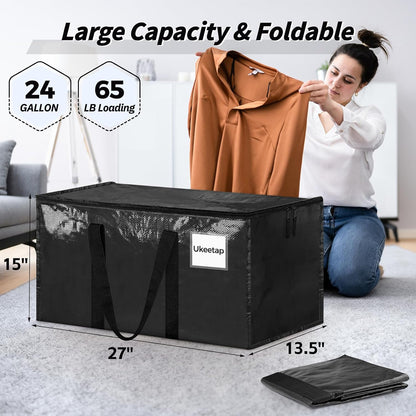 ukeetap Extra Large Clothes Storage Bins with Lids, Clear