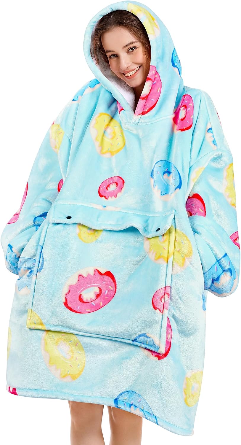 Narecte Cozy Oversized Blanket Hoodie Wearable Blanket Adults Soft Hooded Blanket Hoodie Birthday Gifts for Women Christmas - Colors B