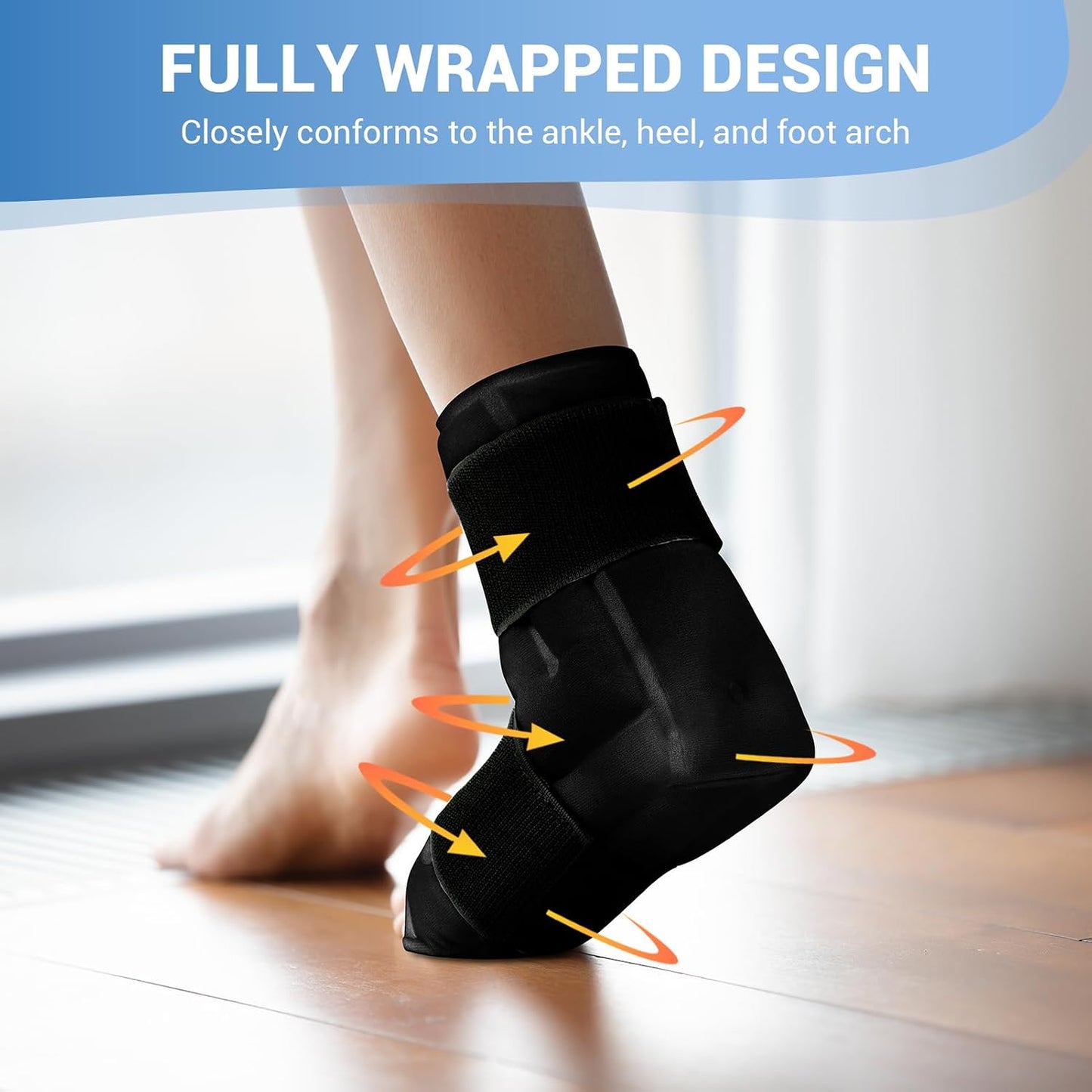 Comfytemp Ankle Foot Ice Pack Wrap for Plantar Fasciitis Relief, Ankles Brace for Sprain, Heel Spur, Swelling, Achilles Tendonitis, Cold Bag for Injuries Reusable, Hot Cold Compress, 1 Pack (Blue)