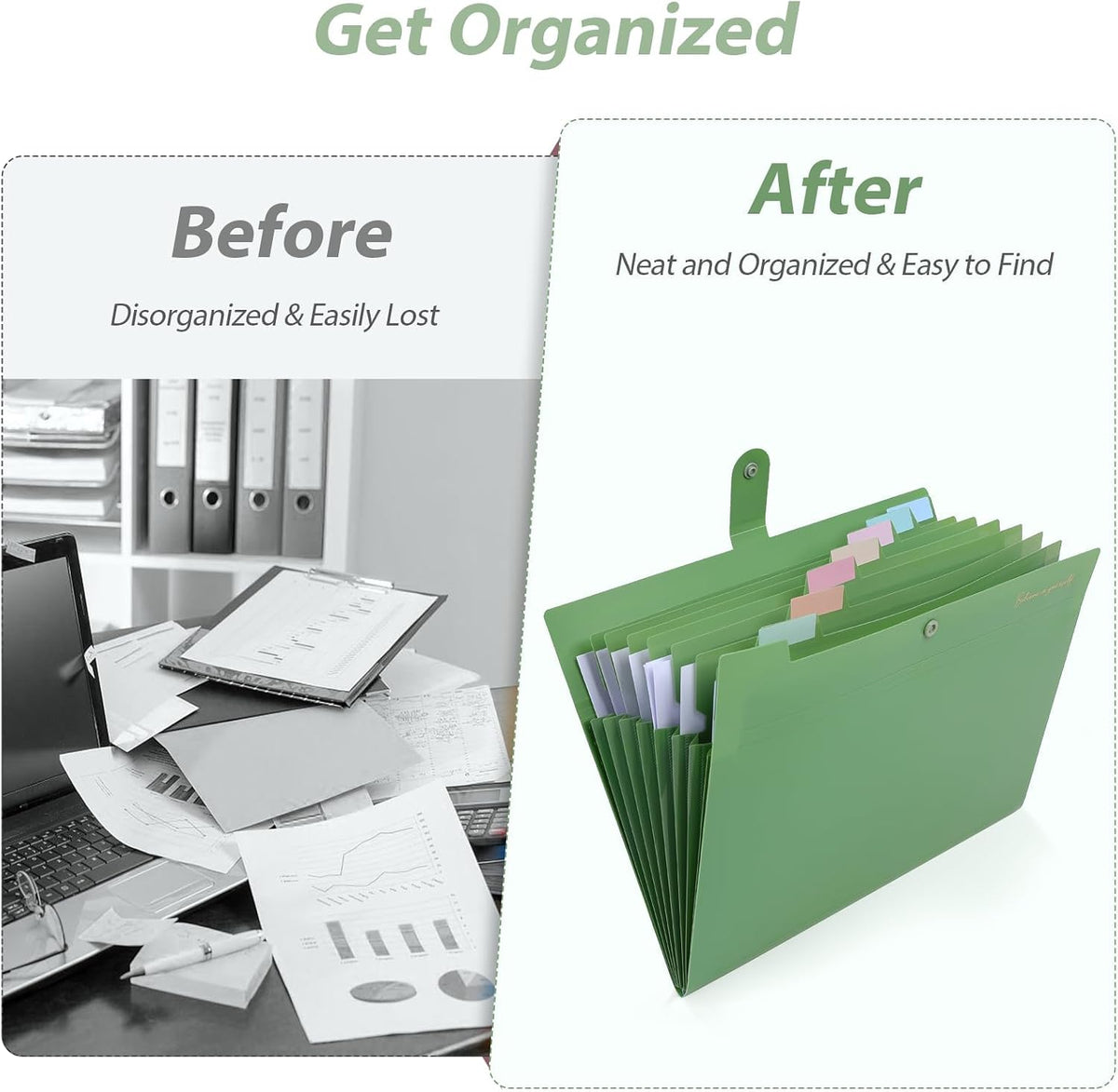SKYDUE Expanding File Folder, Accordion File Organizer with 8 Pockets, Expandable Document Paper Receipt Holder for School Office Hospital, Letter/A4 Size Pink