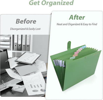 SKYDUE Expanding File Folder, Accordion File Organizer with 8 Pockets, Expandable Document Paper Receipt Holder for School Office Hospital, Letter/A4 Size Pink