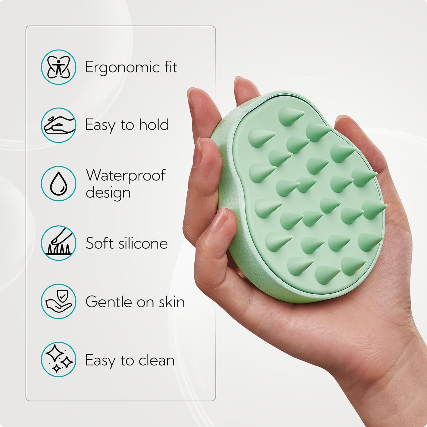 HEETA Hair Scalp Massager Shampoo Brush 2 Pack, Soft Silicone Bristles to Remove Dandruff, Waterproof Hair Scrubber for Both Wet Dry Use, Suitable for Men & Women (Green & Black)