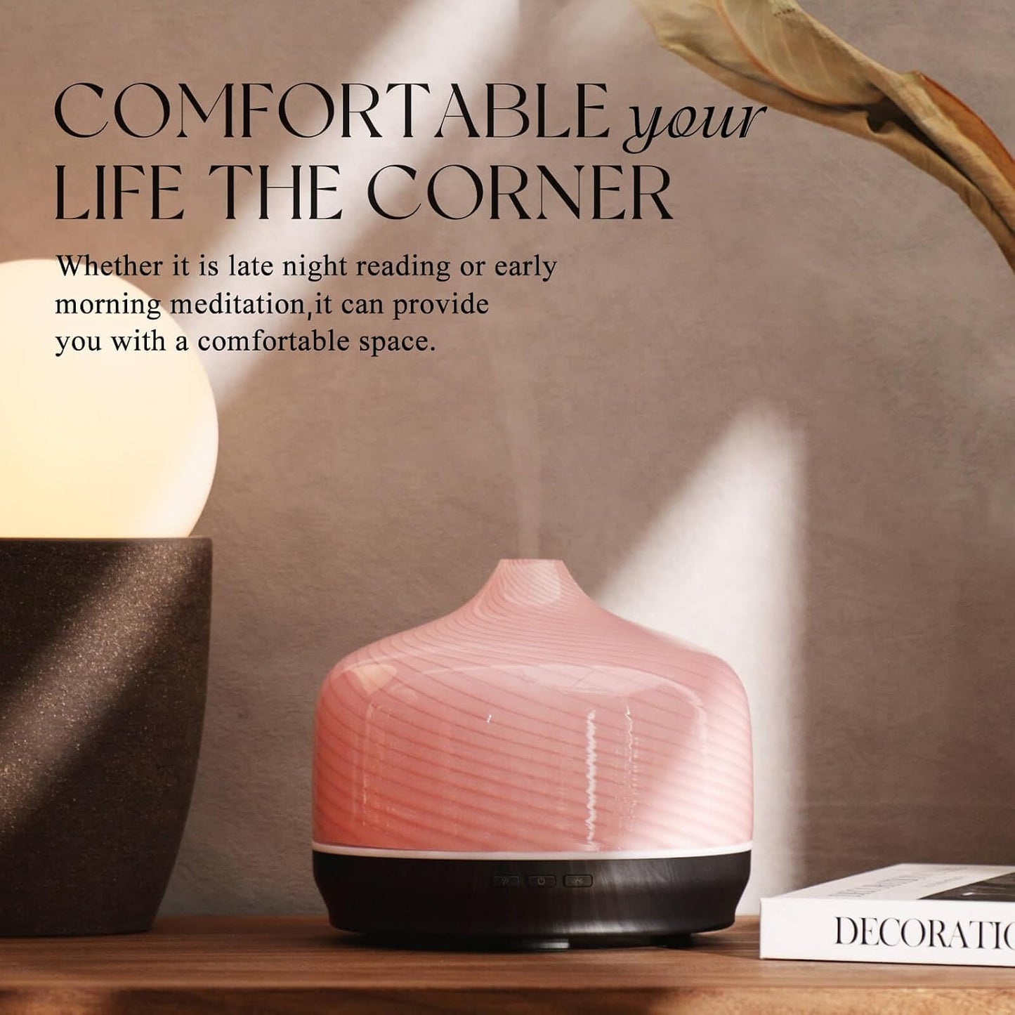 Porseme 500ml Glass Essential Oil Diffuser Aromatherapy Ultrasonic Cool Mist Humidifier 15-21 Running Hours Waterless Auto-Off Air Diffusers for Sleeping Yoga Working Spa(Light Blue)