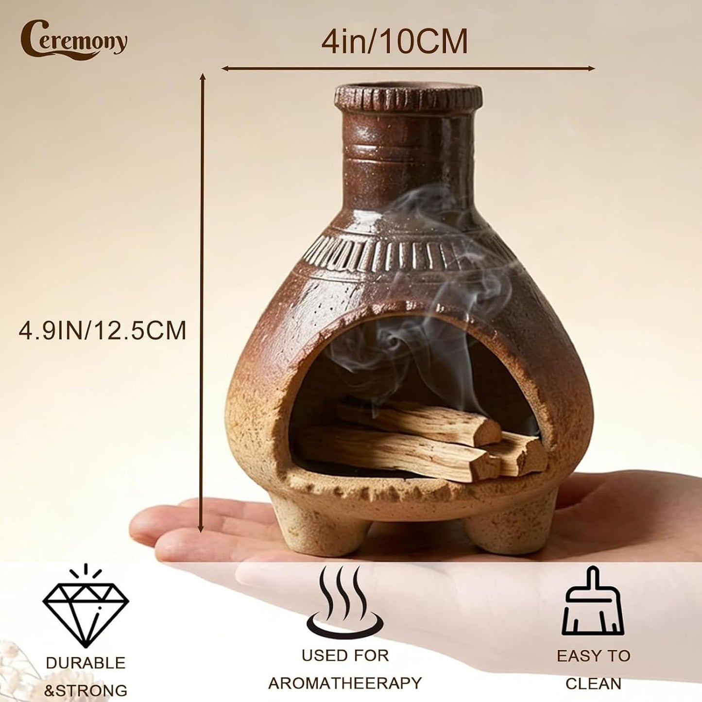 CEREMONY Palo Santo Holder -Mini Ceramic Incense Holder for Palo Santo Sticks