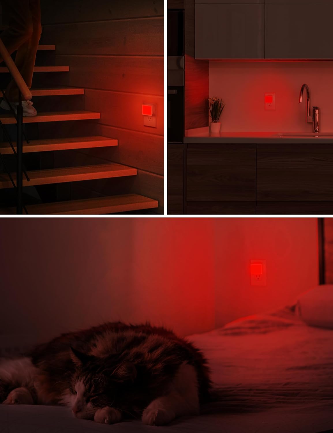 L LOHAS LED Night Lights Plug into Wall 2-Pack, 0.3W Plug in Night Light, Dusk to Dawn, 2000K Amber Light, Sleep Aid Nightlight Auto-On/Off, for Adults Kids Room, Bedroom, Bathroom, Hallway, Non-Dim