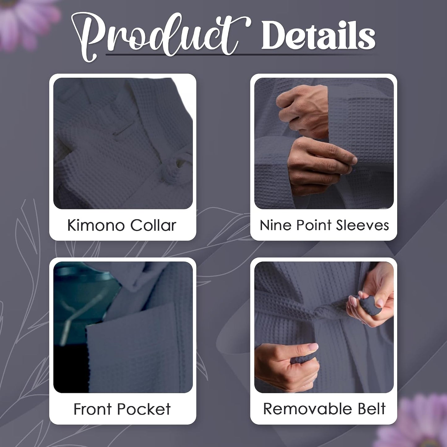 Waffle Knit Lightweight Kimono Spa & Bath Robes for Women and Men - Quick Dry - Soft
