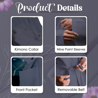 Waffle Knit Lightweight Kimono Spa & Bath Robes for Women and Men - Quick Dry - Soft
