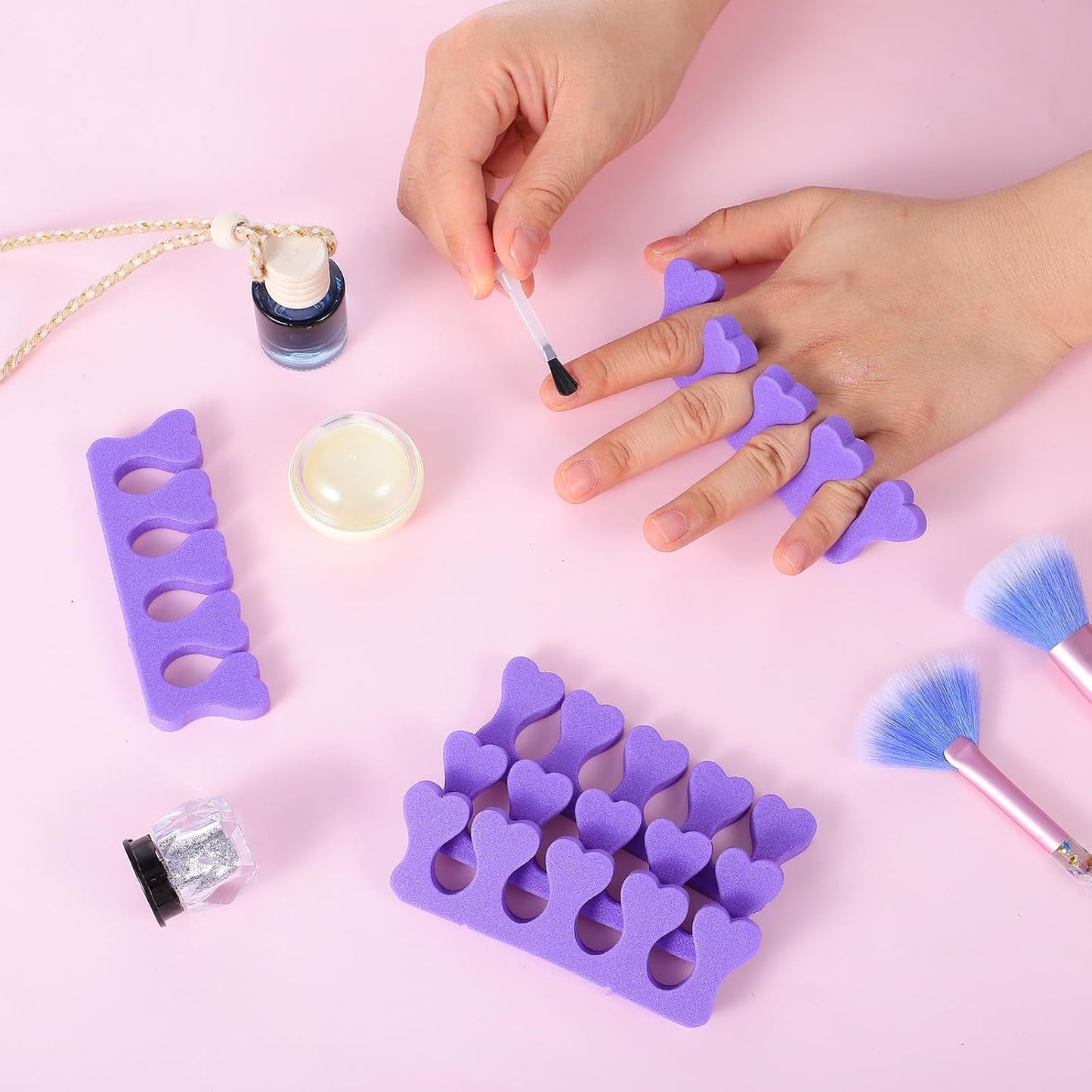 100 Pcs Sponge Toe Separators Soft Finger Separators Premium Pedicure Tool Kit Flexible Toe Divider Spacer for Polishing Pedicure Manicure Coating Nail Art Beauty Accessories (Pink)