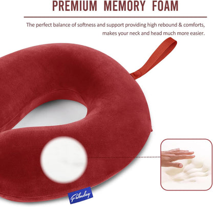Travel Pillow Memory Foam for Airplanes - Neck Pillow for Traveling, Car, Home, Flight Pillow for Sleeping with Attachable Snap Strap Soft Washable Cover, Provide Head Neck Support Rest, Dark Gray