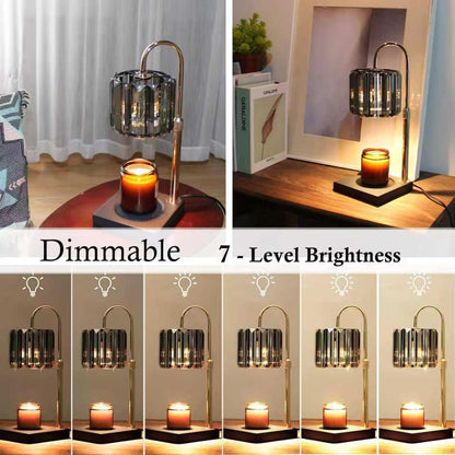 Yuichoy Candle Warmer Lamp with Timer, Dimmable Electric Candle Wamer Adjustable Height, Gifts for Women Mom, Glass Modern Candles Melter Lamp, Black