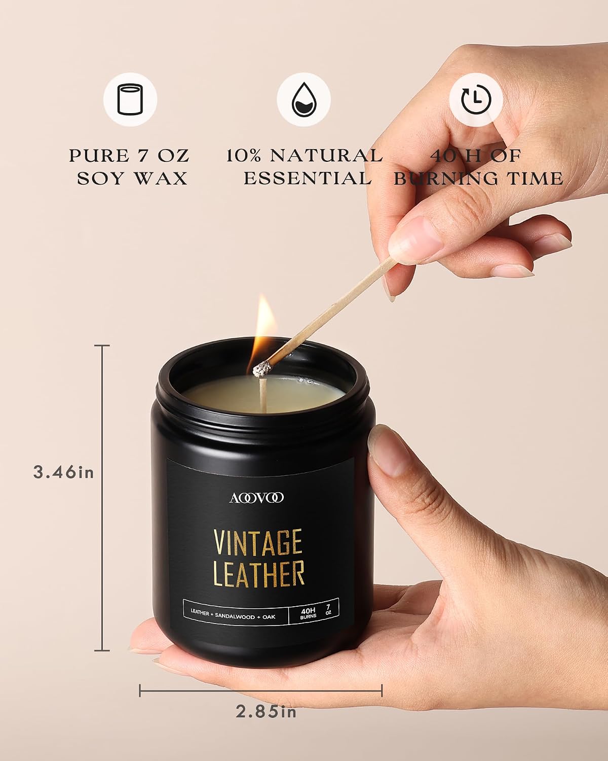 AOOVOO Scented Candles for Men - 4 Pack Candles for Home Scented, 36oz Soy Wax, 200 Hour Burn Time, Men Candle Set, Sandalwood Oud/Mahogany Teakwood/Smoke Vanilla/Jasmine Candle Set A