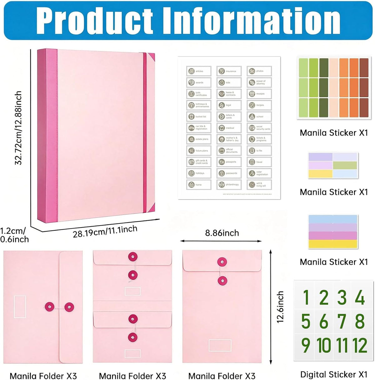 in Case I Die Binder with Labels – Important Document Organizer for Families, End of Life Planner & Estate Planning Folder for Final Wishes, Medical & Home Records (Pink)