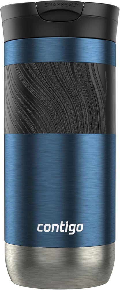 Contigo SNAPSEAL Insulated Stainless Steel Travel Mug with Grip 20oz. Blue Corn Transparent Satin & Midnight Berry