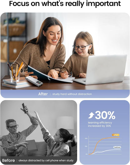 Vaydeer Metal Phone Lock Box with Timer, Cell Phone Lock Box for Focus and Screen Time Control, Timed Phone Locker to Reduce Screen Stress, Silver Self Control Box for Kids Students Adults