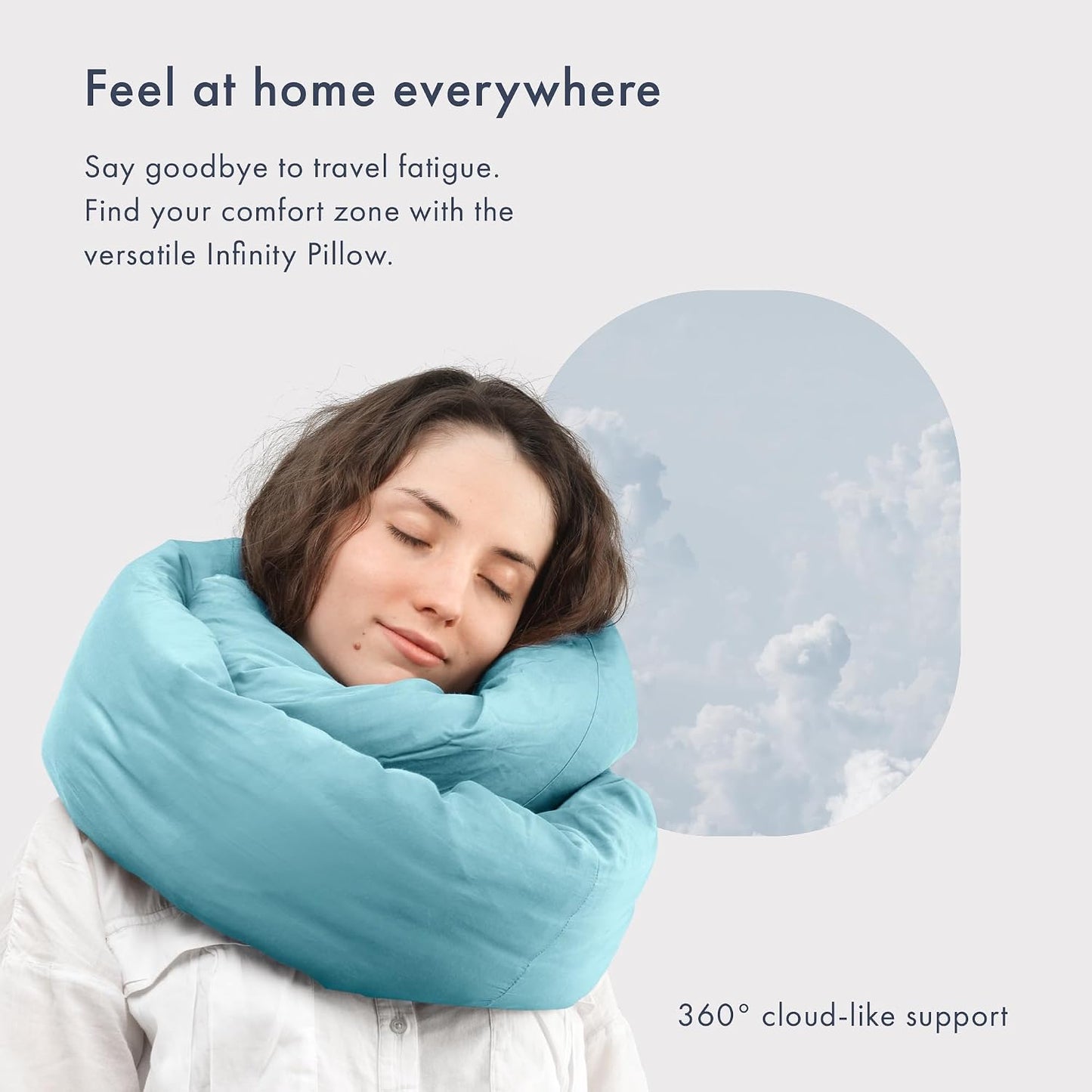 Huzi Infinity Pillow - Home Travel Soft Neck Scarf Support Sleep (Grey)
