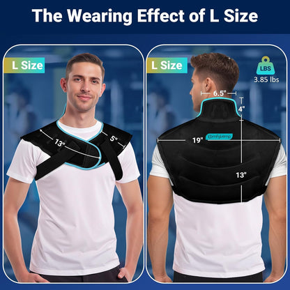 Comfytemp Large Ice Pack for Neck Shoulders Upper Back Pain Relief with Straps, Reusable Gel Ice Wrap Hot Cold Compress Therapy Recovery for Upper Back, Cervical Injuries, Rotator Cuff (Large, Blue)