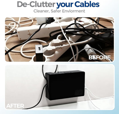 Cable Management Box ABS 12.6x7.9x4.5in, White, Mounting Kit Included